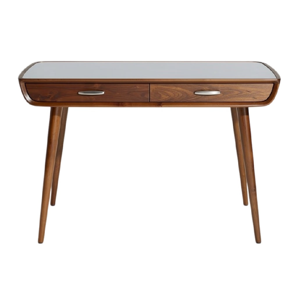 **Moderne houten bureau met lade en minimalistisch ontwerp**
