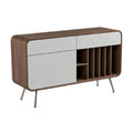 **Moderne houten tv-meubel met witte fronten en open planken**