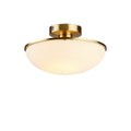 **Moderne plafondlamp met gouden afwerking en opaal glazen kap**